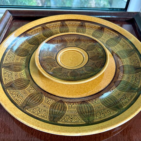 Vintage Taylor Smith & Taylor Cannes Atomic Onion Brown Plates 12" & 6” MCM - Picture 9 of 13